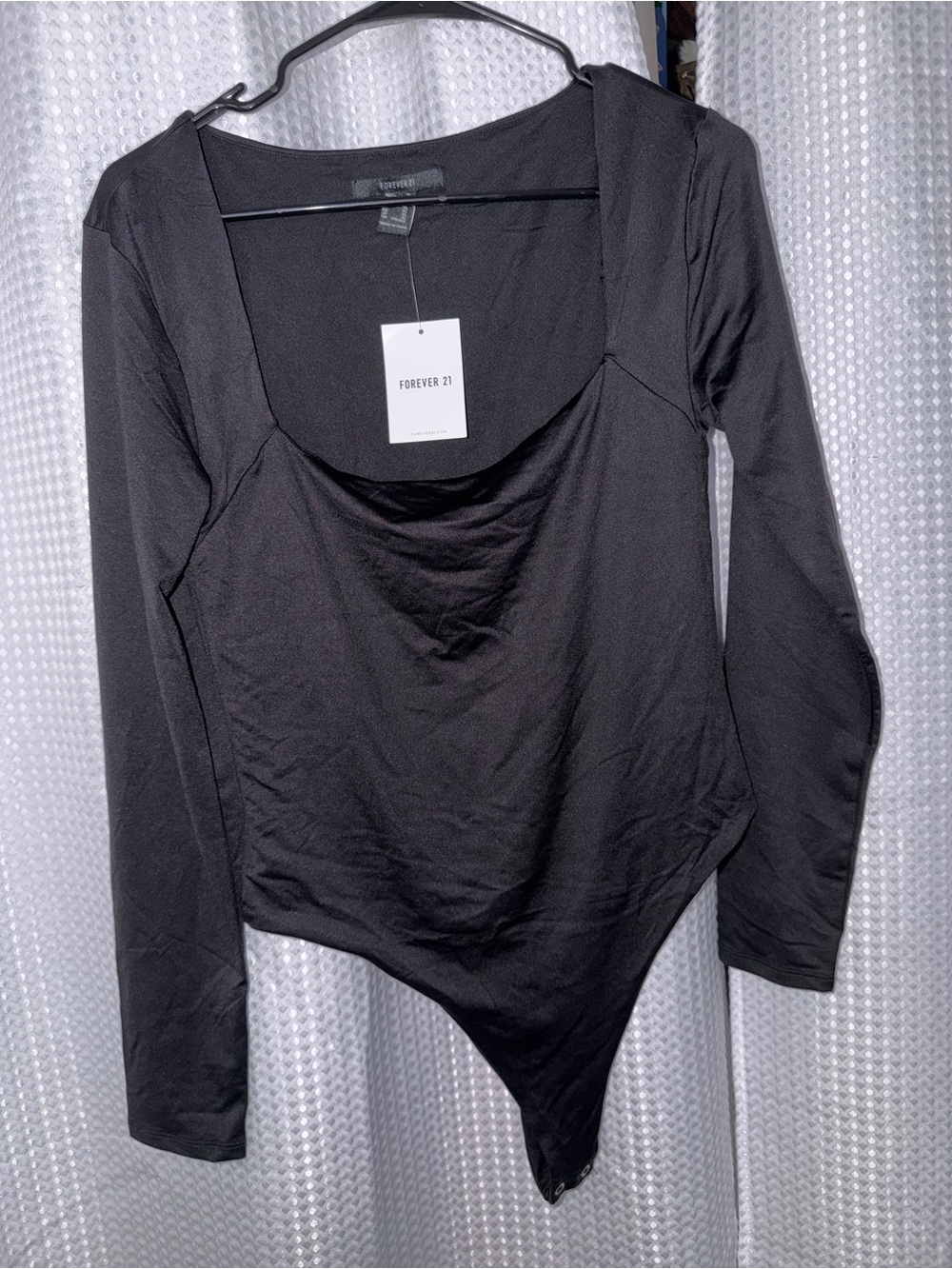 Forever 21 Black Long-Sleeve Scoop-Neck Bodysuit